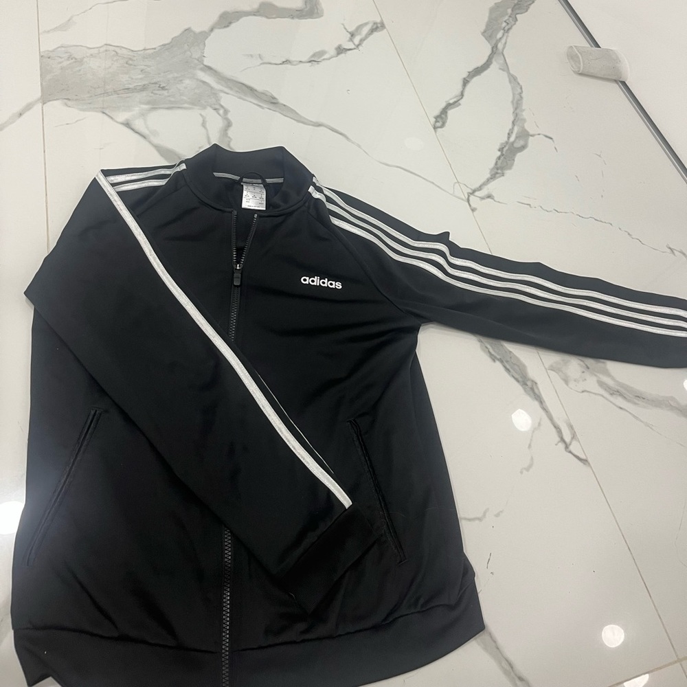 black with white stripes adidas jacket
